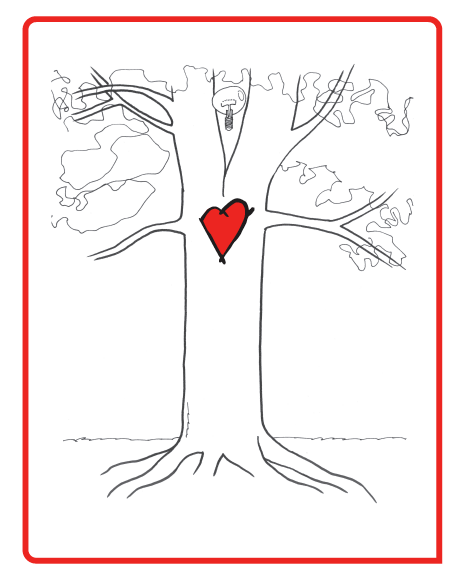 Tekening van boom die op cover van boek het zakelijke hart staat