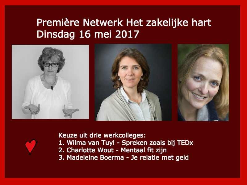 Foto van drie expert ondernemer-kostwinners die werkcolleges geven bij premiere netwerk Het zakelijke hart